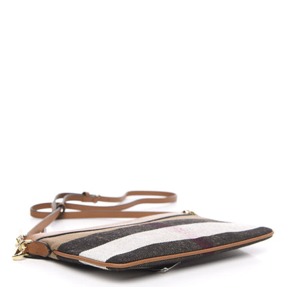 Burberry Mega Check Peyton Crossbody Clutch Bag Saddle Brown 4 of 12