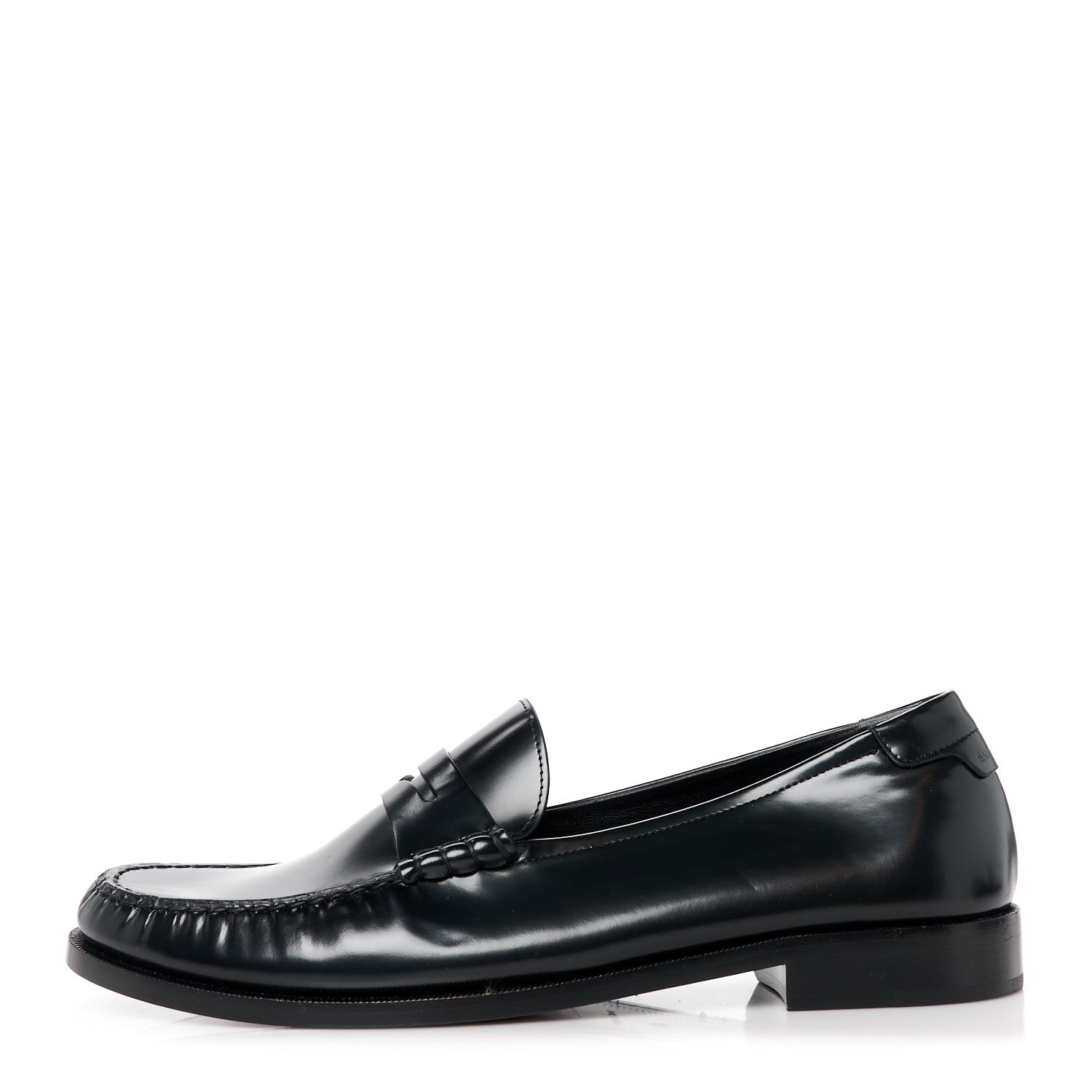 Saint Laurent Glazed Calfskin Penny Loafers 46 Black 1 of 9
