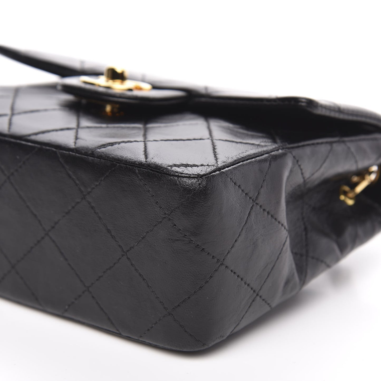 Lambskin Quilted Mini Square Flap Black