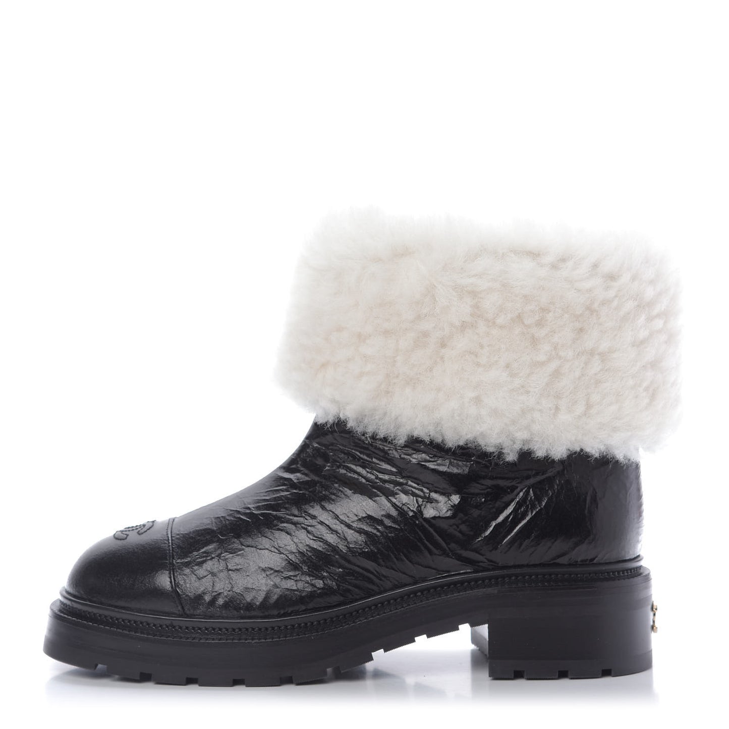 Lambskin Shearling Short Boots 40 Black