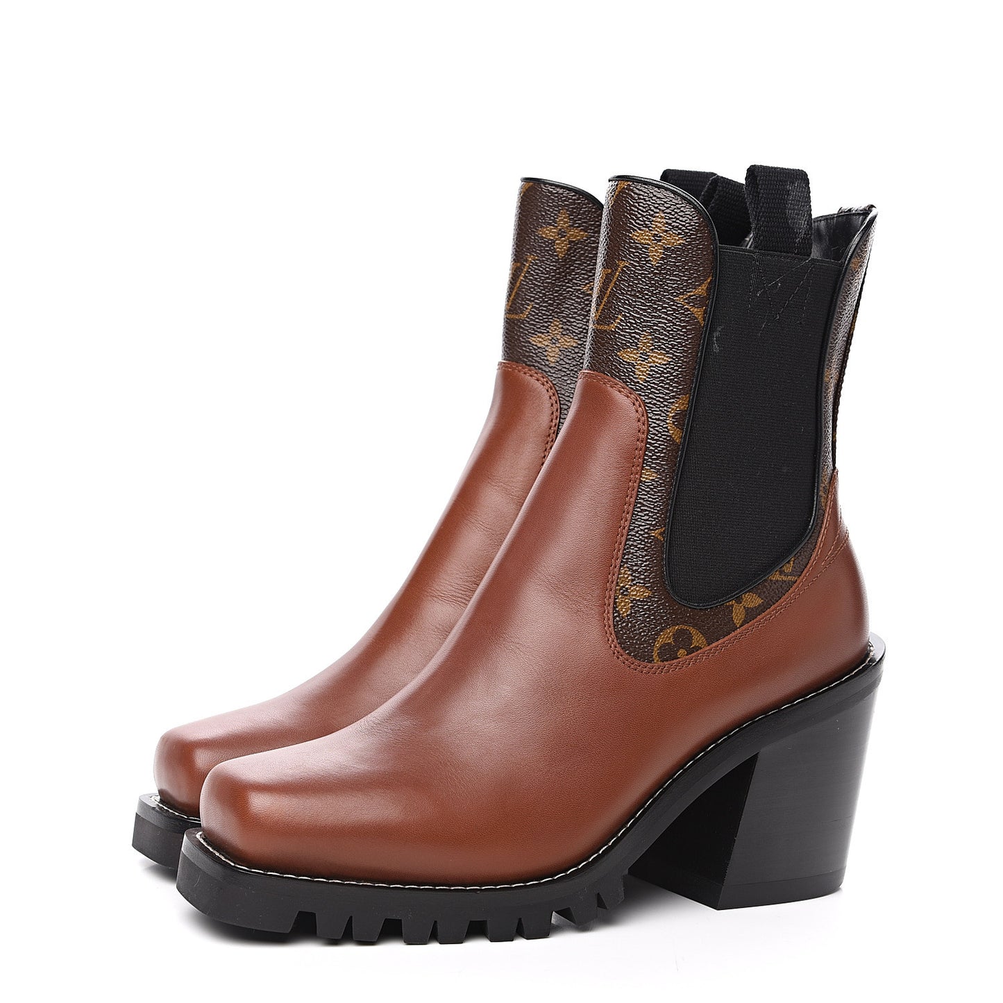 Calfskin Monogram Limitless Ankle Boots 38 Cognac