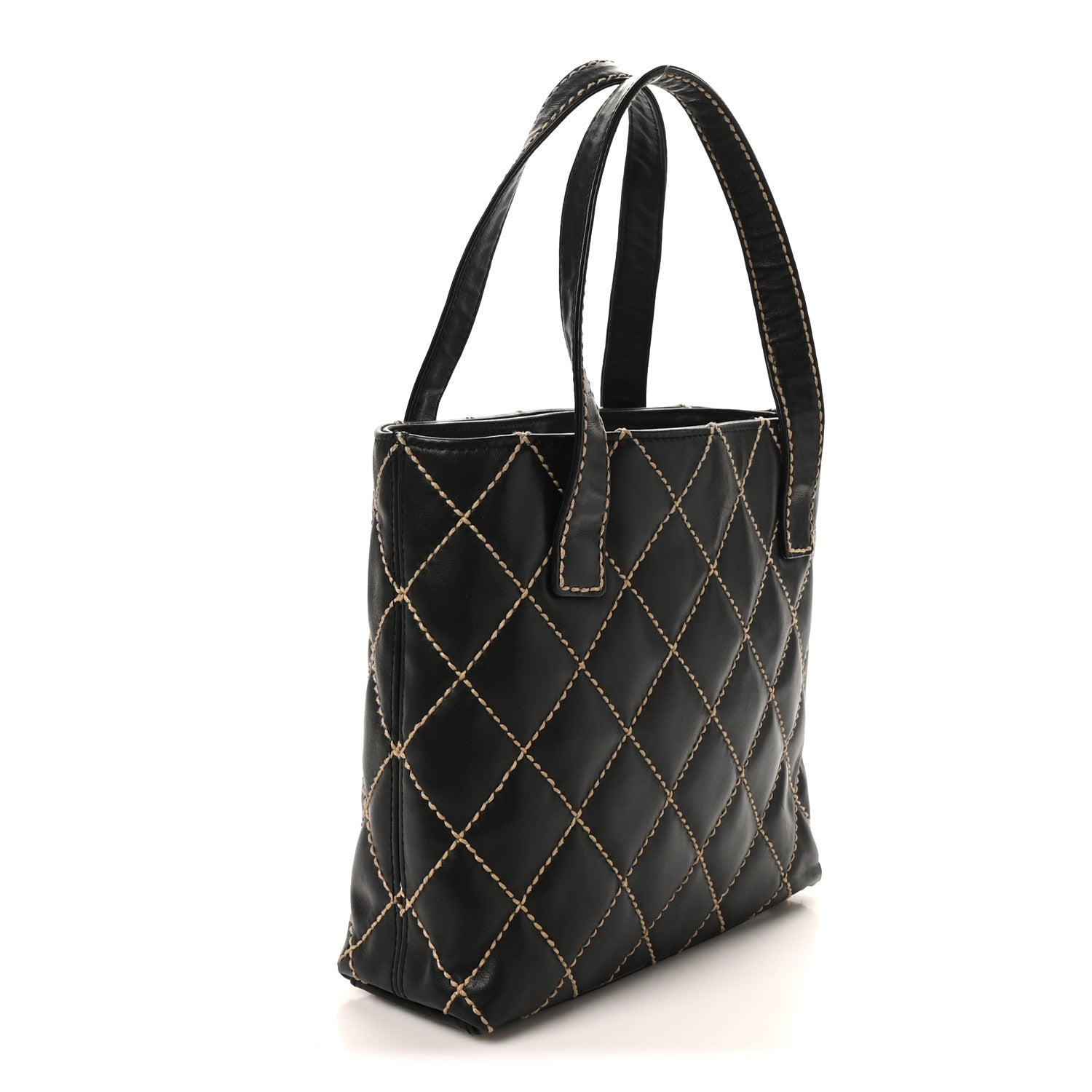 Chanel Calfskin Wild Stitch Tote Black 3 of 9