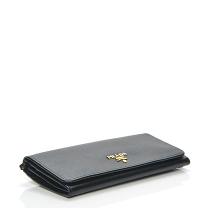 Prada Saffiano Metal Continental Flap Wallet Nero Black 4 of 9
