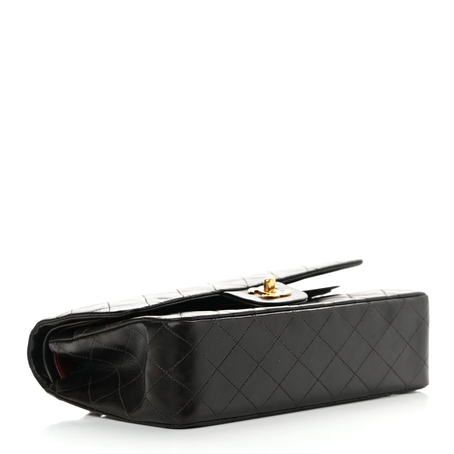 Lambskin Quilted Medium Double Flap Black