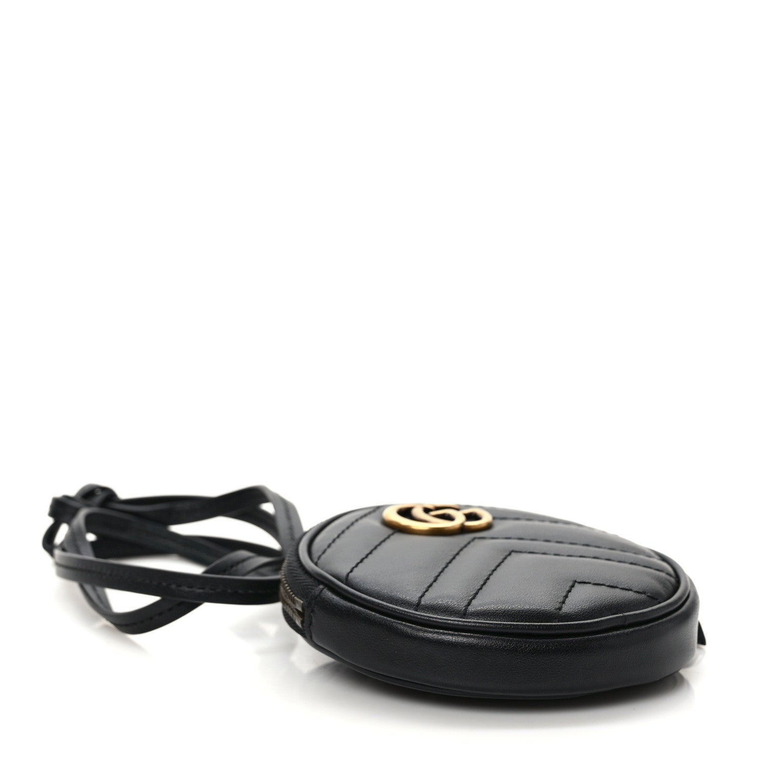 Gucci Calfskin Matelasse GG Marmont Round Mini Bag Black 3 of 8