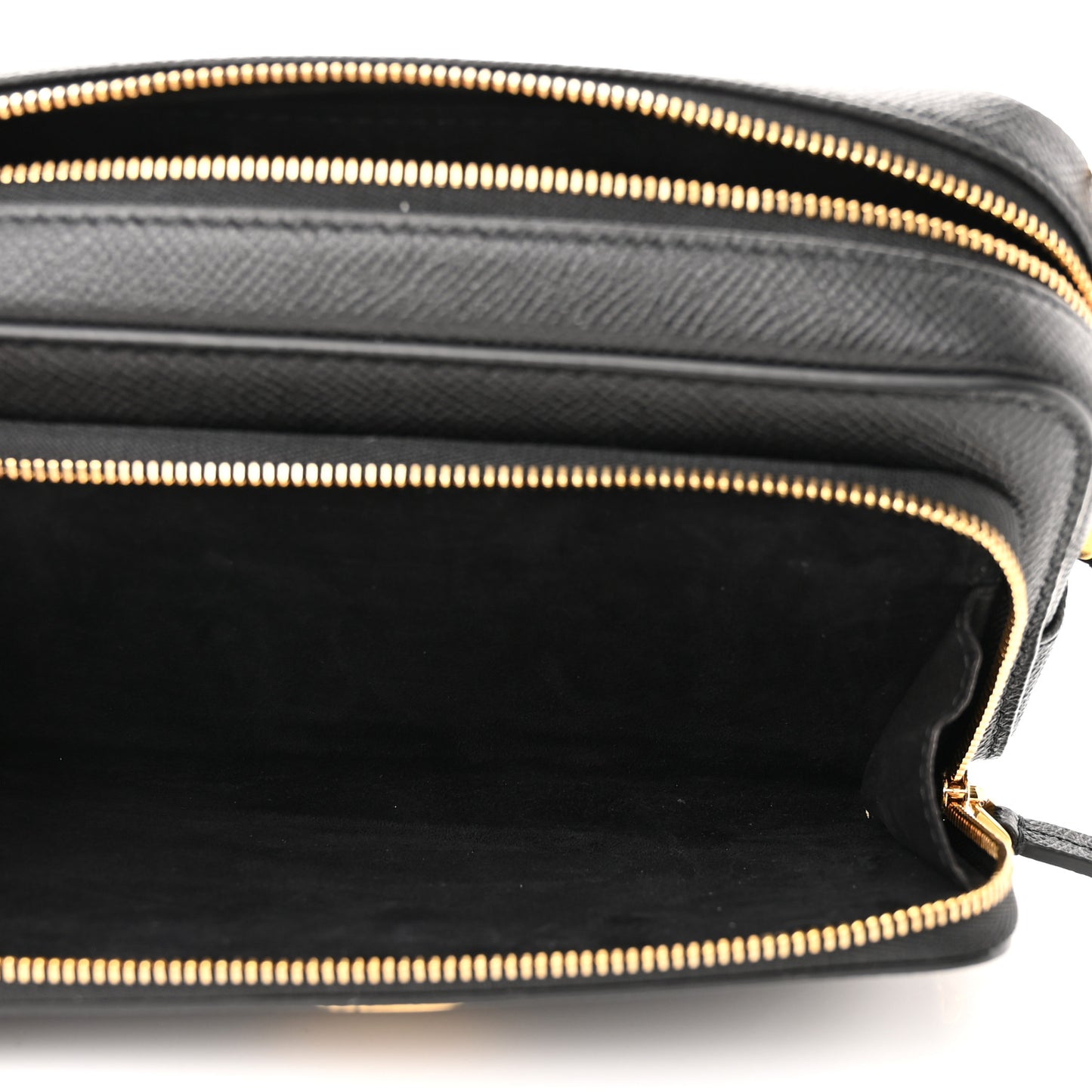 Grained Calfskin Caro Double Pouch Black