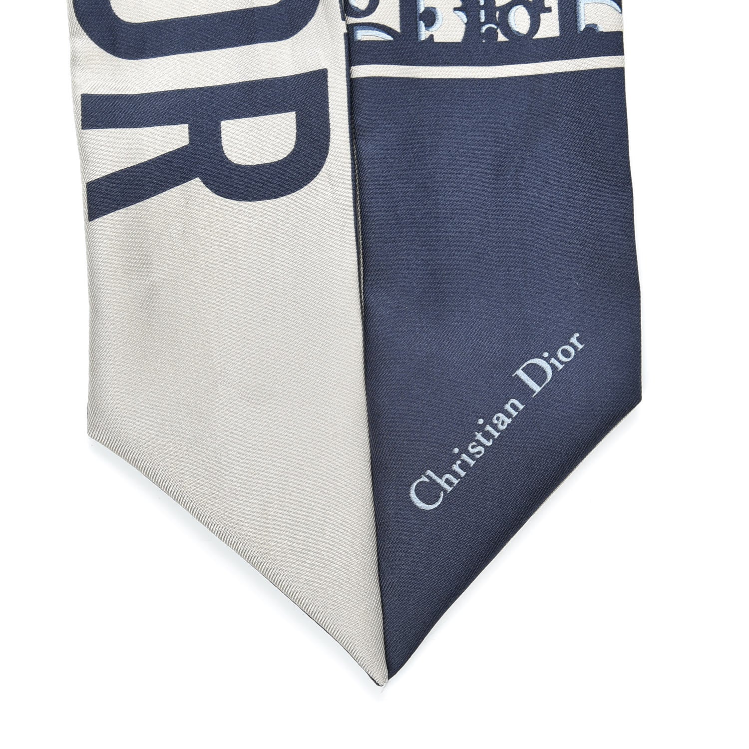 Christian Dior Silk Oblique Mitzah Scarf Blue 2 of 3