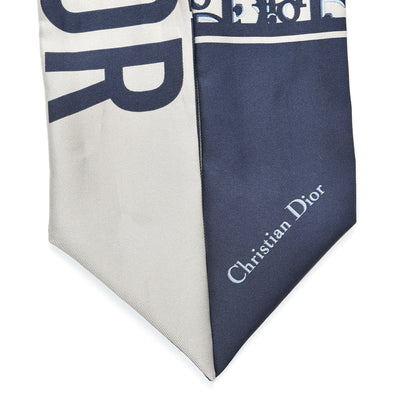 Christian Dior Silk Oblique Mitzah Scarf Blue 2 of 3