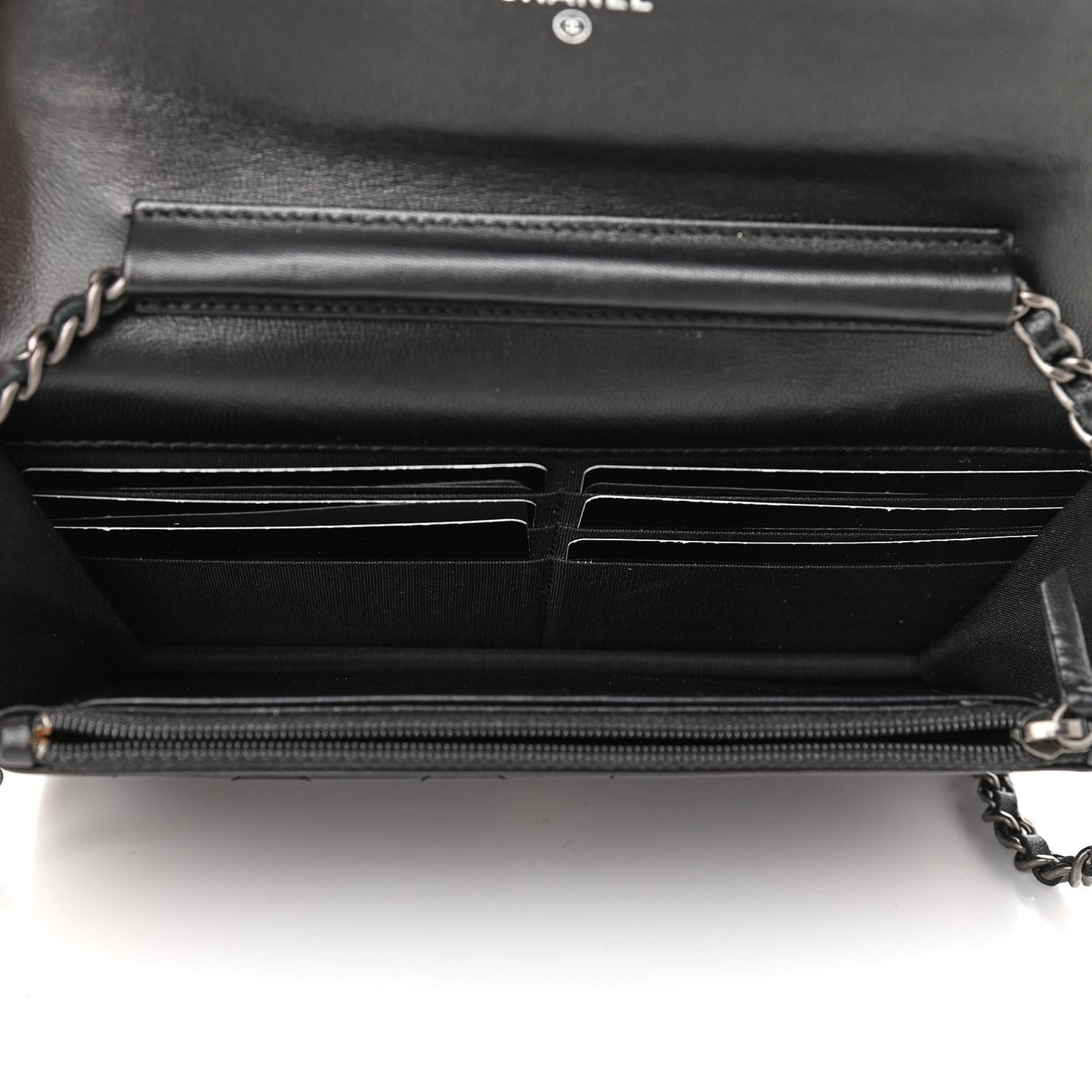 Lambskin Quilted Boy Wallet On Chain WOC Black