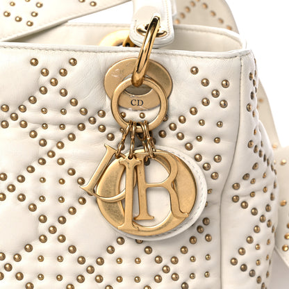 Christian Dior Calfskin Cannage Studded Medium Supple Lady Dior White 13 of 15