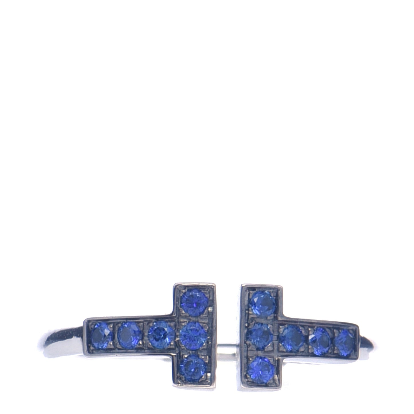 18K White Gold Blue Sapphire T Wire Ring 46 3.75