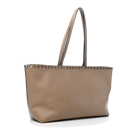 Valentino Garavani Grained Calfskin Small Rockstud Shoulder Tote Beige 3 of 9