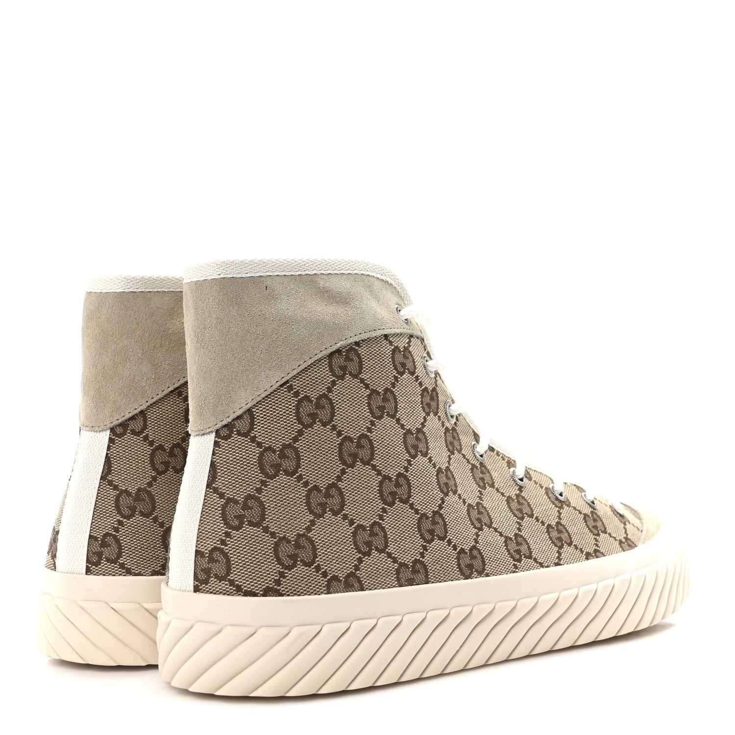 Gucci Monogram Suede Mens Tortuga High Top Sneakers 10.5 Beige Ebony Oatmeal Mystic White 5 of 9
