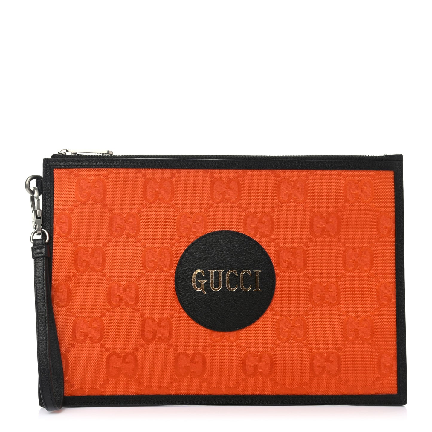 Econyl Nylon Monogram Off The Grid Zip Pouch Carrot Orange Black