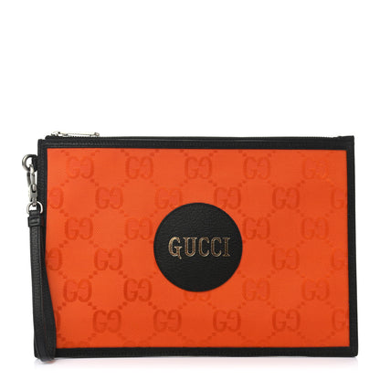 Gucci Econyl Nylon Monogram Off The Grid Zip Pouch Carrot Orange Black 1 of 8