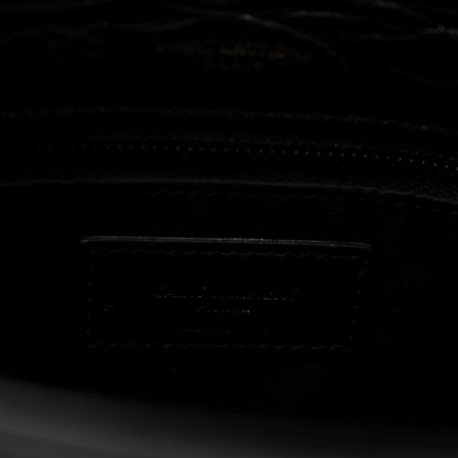 Saint Laurent Crocodile Embossed Lambskin Monogram Medium Niki Chain Satchel Black 6 of 12