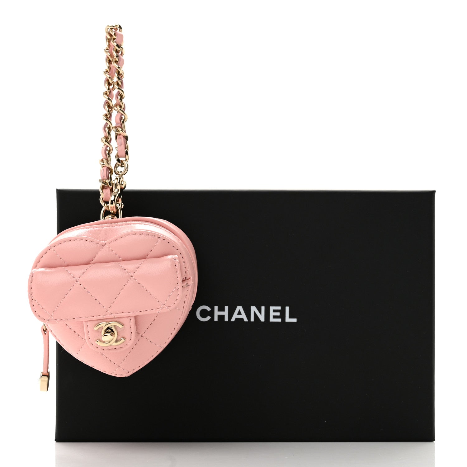 Chanel Lambskin Quilted CC In Love Heart Coin Bag Charm Light Pink 6 of 6