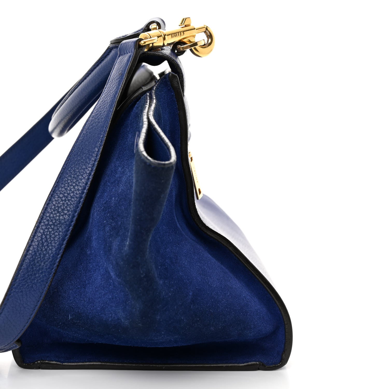 Celine Drummed Calfskin Suede Medium Trapeze Indigo 19 of 19