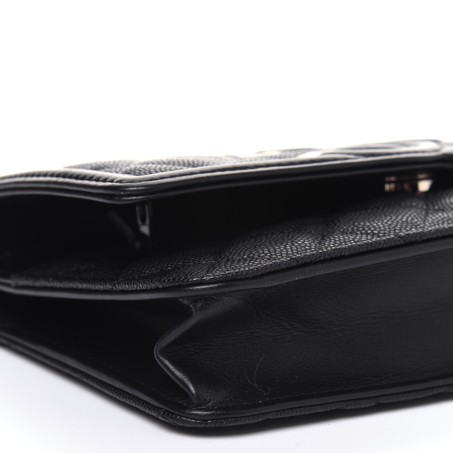 Chanel Caviar Quilted CC Filigree Wallet On Chain WOC Black 10 of 13