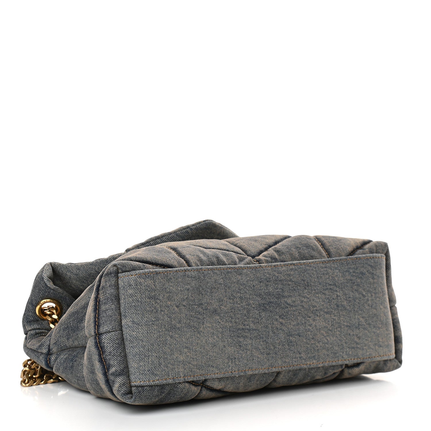 Saint Laurent Denim Quilted Small Loulou Puffer Monogram Chain Satchel Blue Cinnamon 4 of 8