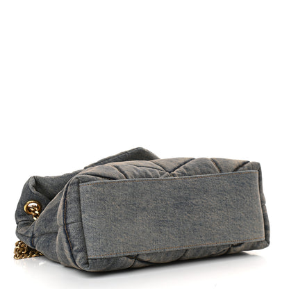 Saint Laurent Denim Quilted Small Loulou Puffer Monogram Chain Satchel Blue Cinnamon 4 of 8