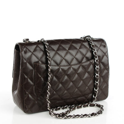 Chanel Caviar Quilted Jumbo Single Flap Dark Brown 3 of 8