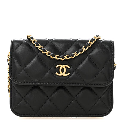 Chanel Lambskin Quilted Pearl Crush Clutch With Chain Black 1 of 12