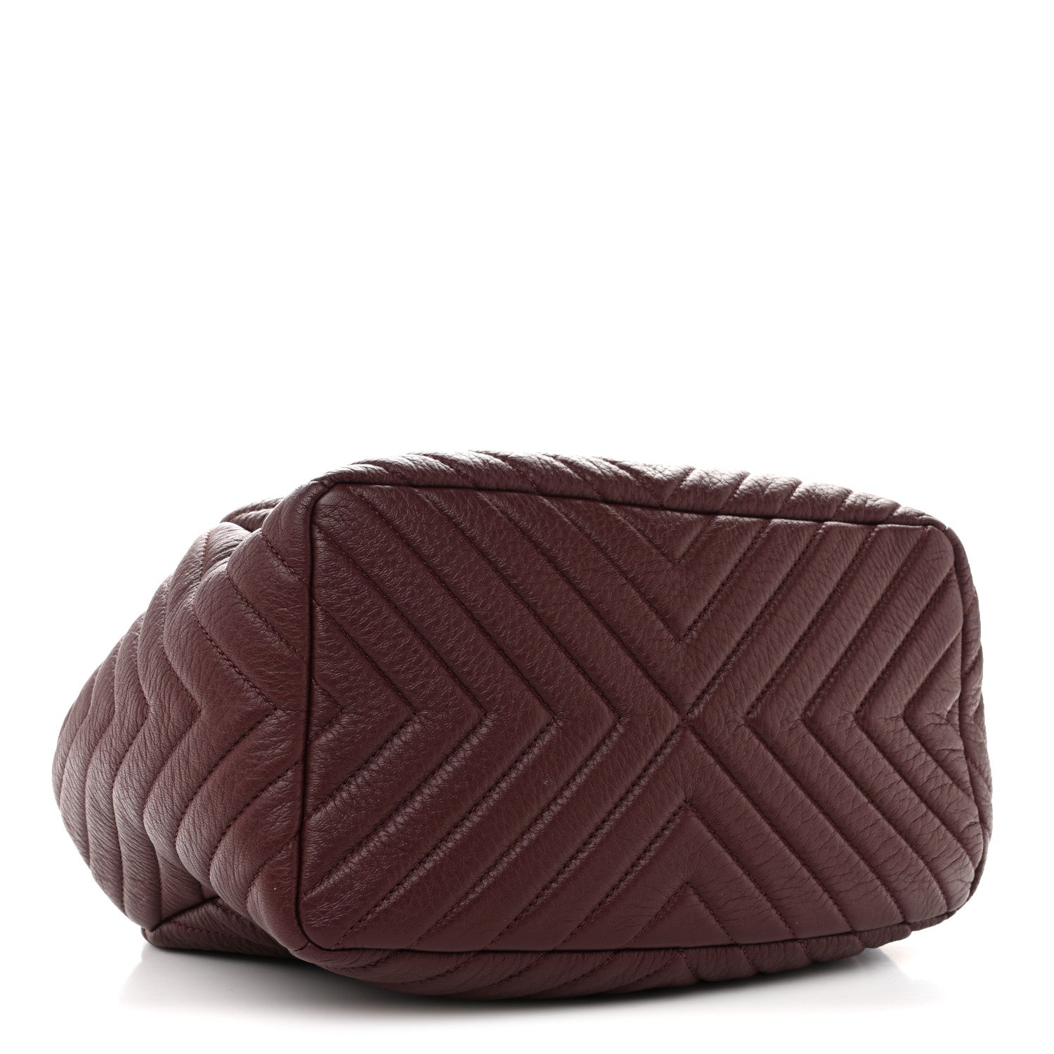 Chanel Deerskin Chevron Medium CC Chain Bucket Drawstring Bag Burgundy 4 of 12
