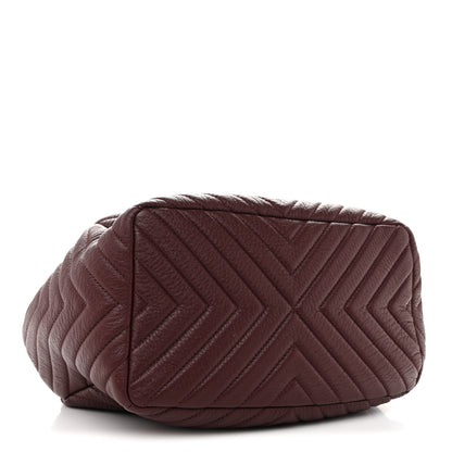 Chanel Deerskin Chevron Medium CC Chain Bucket Drawstring Bag Burgundy 4 of 12
