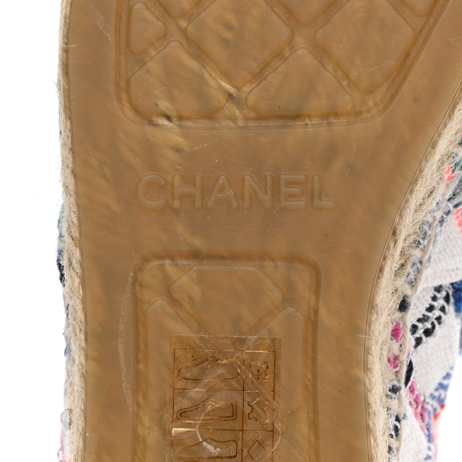 Chanel Tweed Grosgrain CC Espadrilles 37 White Blue Pink Green Black 6 of 10
