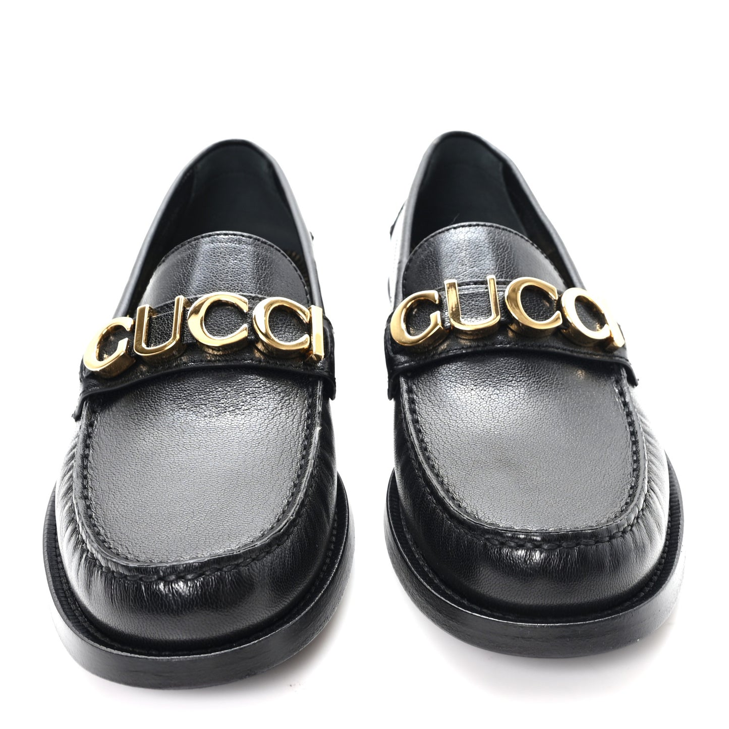 Goatskin Womens Logo 15mm Loafers 38.5 Black