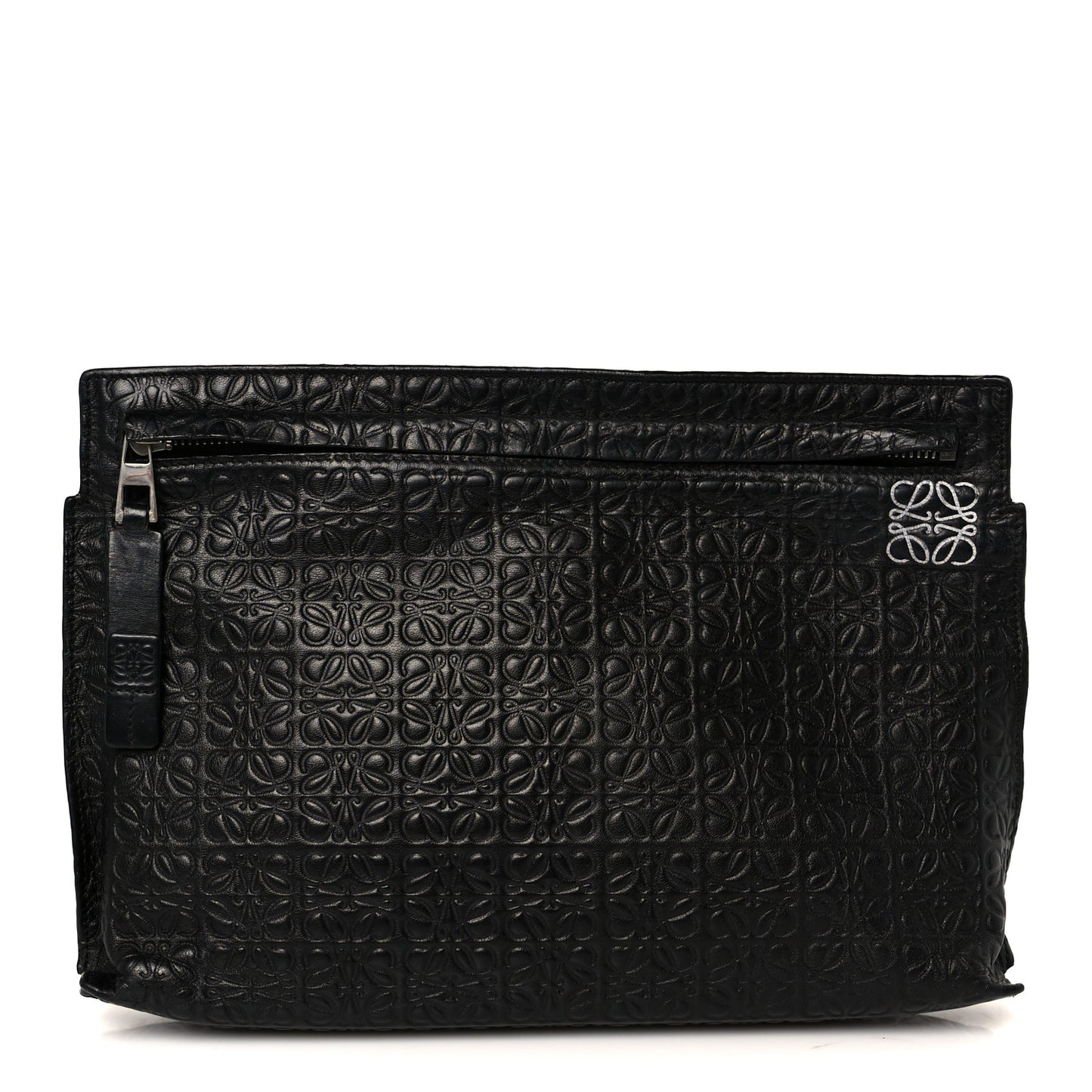 Calfskin Embossed Repeat T Pouch Black
