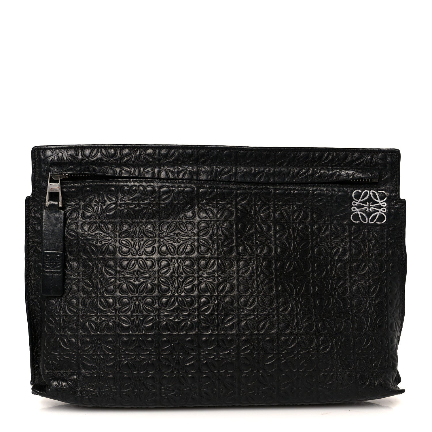 Loewe Calfskin Embossed Repeat T Pouch Black 1 of 8