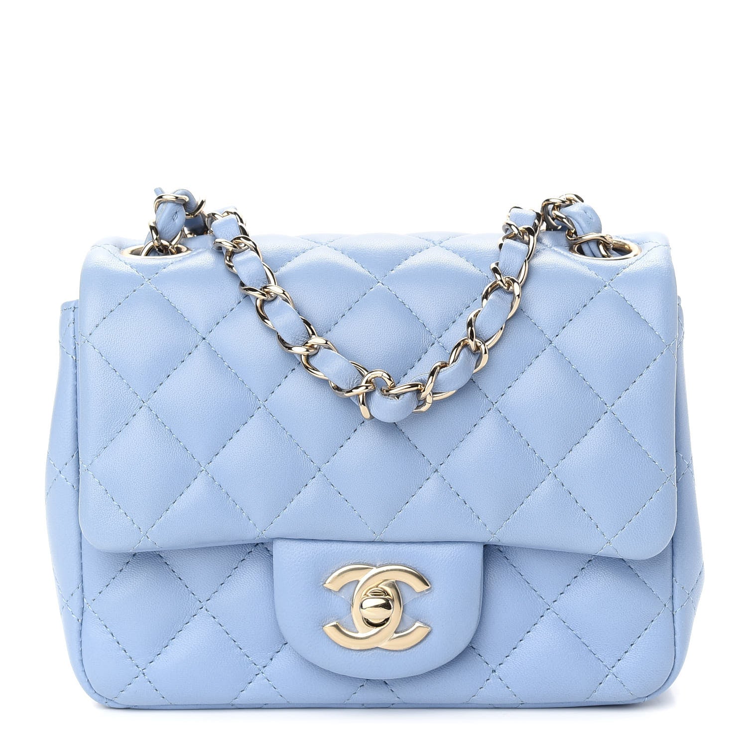 Chanel Lambskin Quilted Mini Square Flap Light Blue 1 of 8