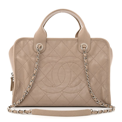 Chanel Caviar Quilted Deauville Bowling Bag Beige 1 of 9