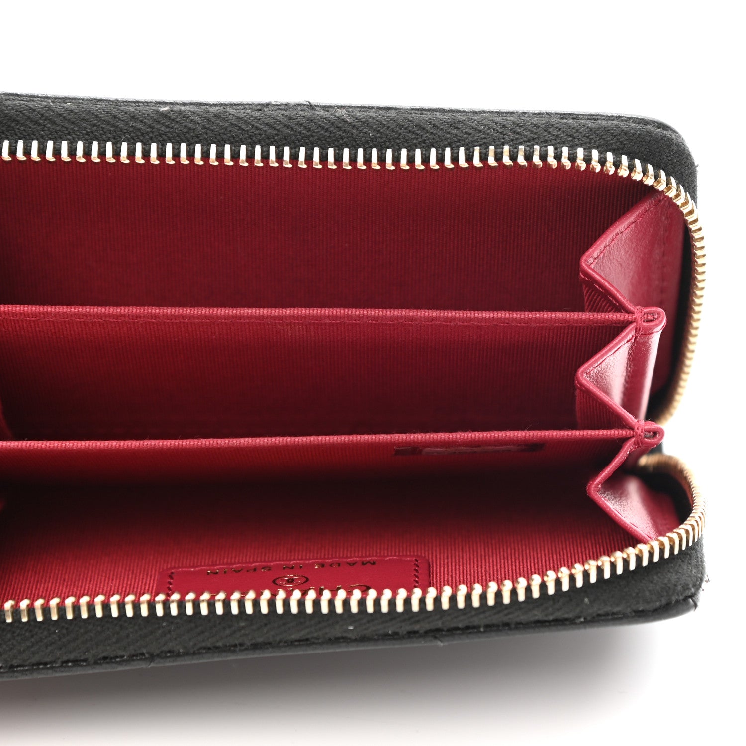 Chanel Shiny Goatskin Quilted Chanel 19 Zip Around Coin Purse Wallet Black 5 of 7