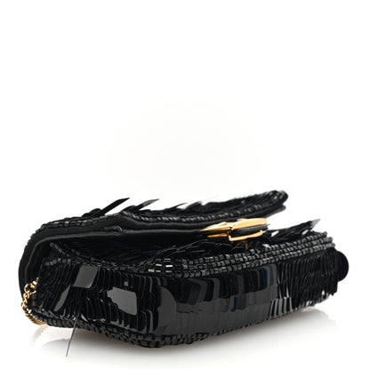 Fendi Sequin Paillettes Shiny Nappa Sex and the City Nano Baguette Belt Charm Black 4 of 8