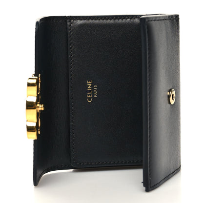 Celine Calfskin Compact Triomphe Wallet With Coin Purse Black 5 of 11