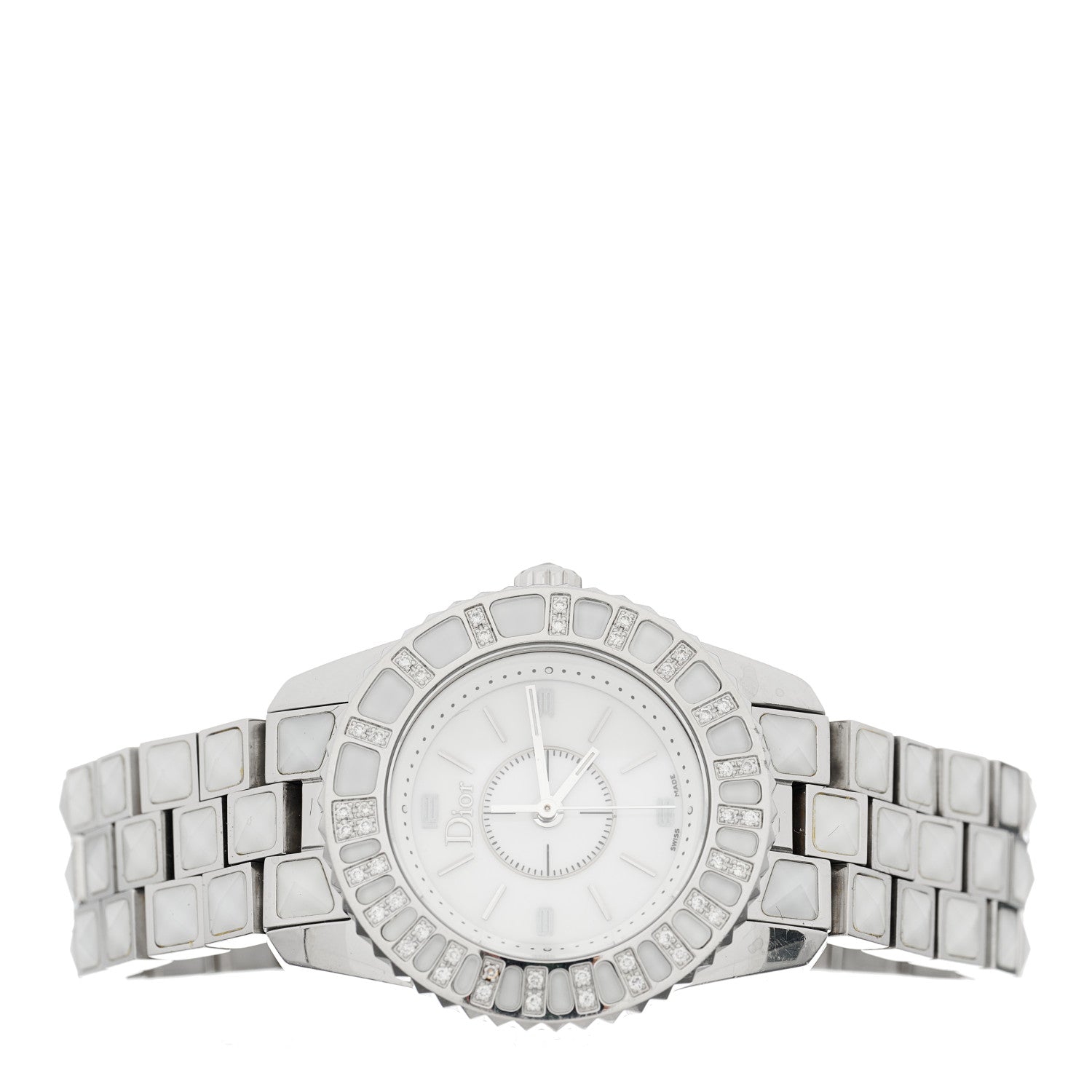 Christian Dior Stainless Steel Diamond Sapphire 33mm Christal Quartz Watch White 2 of 4