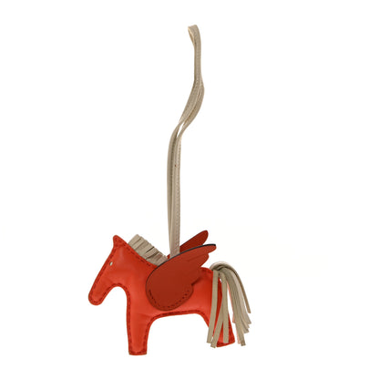 Hermes Milo Lambskin Grigri Rodeo Pegase Horse Bag Charm PM Orange Poppy Craie Terre Battue 1 of 7