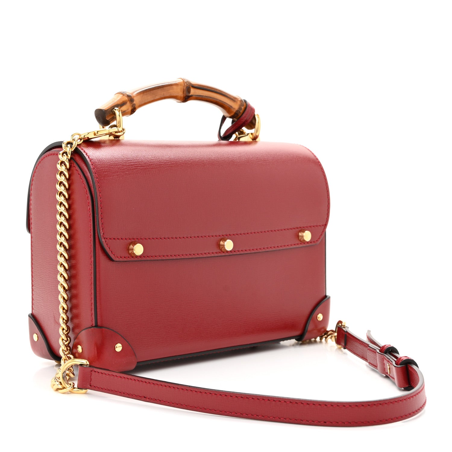Gucci Azalea Calfskin Small Padlock Bamboo Shoulder Bag Romantic Cerise 3 of 12