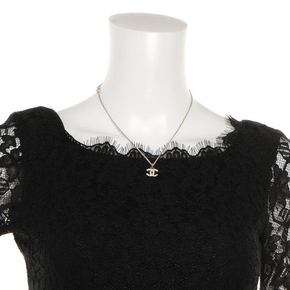 Chanel Crystal CC Necklace Silver 2 of 5