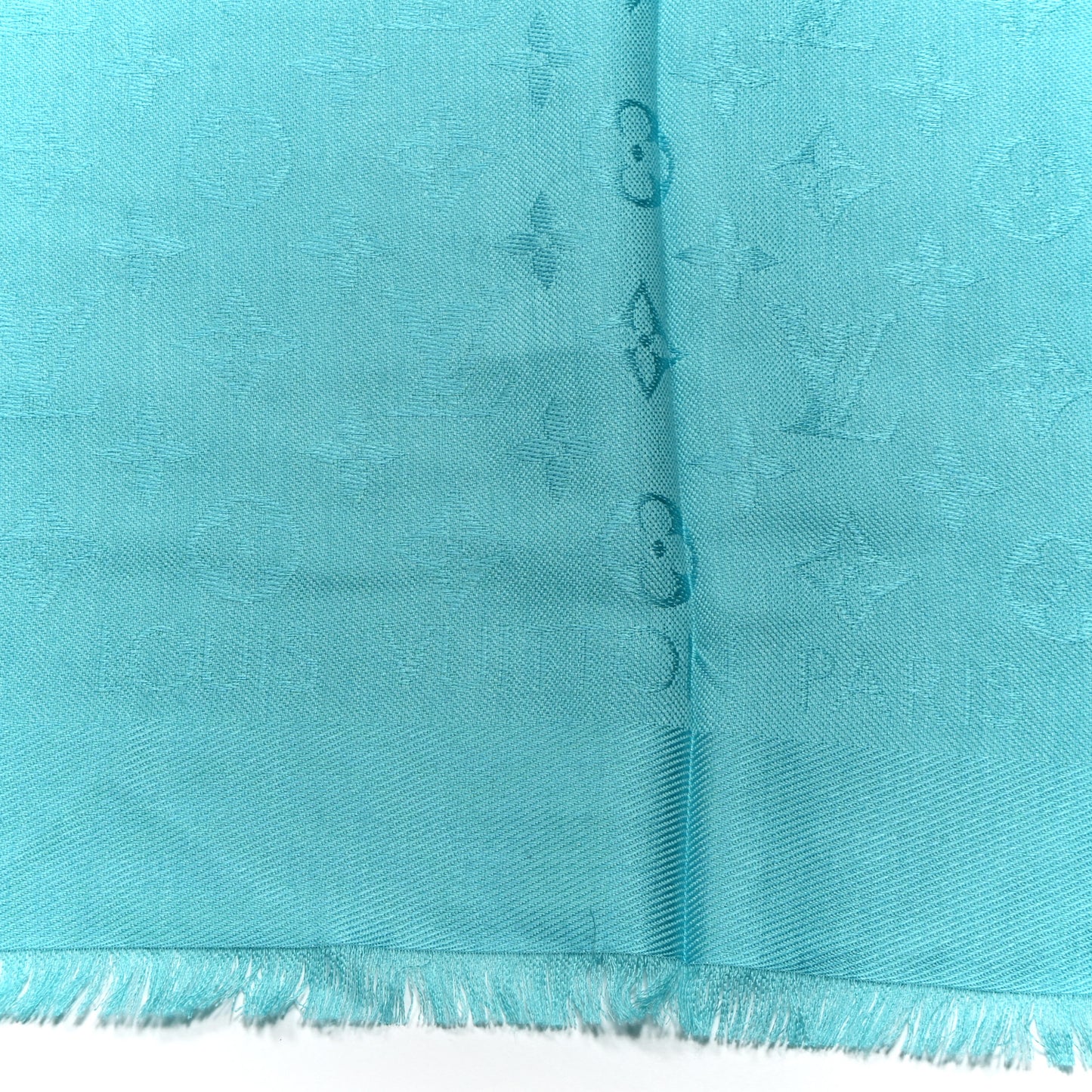 Silk Wool Monogram Shawl Blue