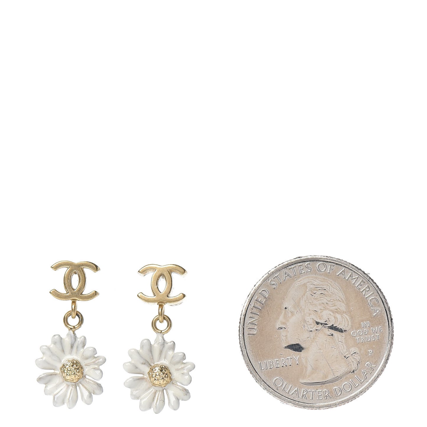 Flower CC Dangle Earrings Gold