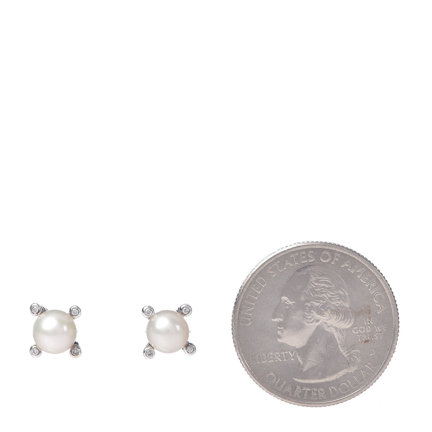 Sterling Silver Diamond Pearl 7mm Earrings