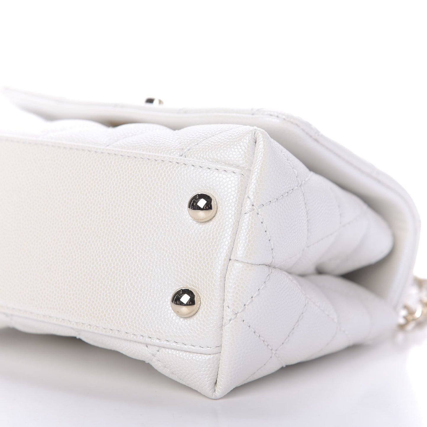 Iridescent Caviar Quilted Extra Mini Coco Handle Flap Ivory
