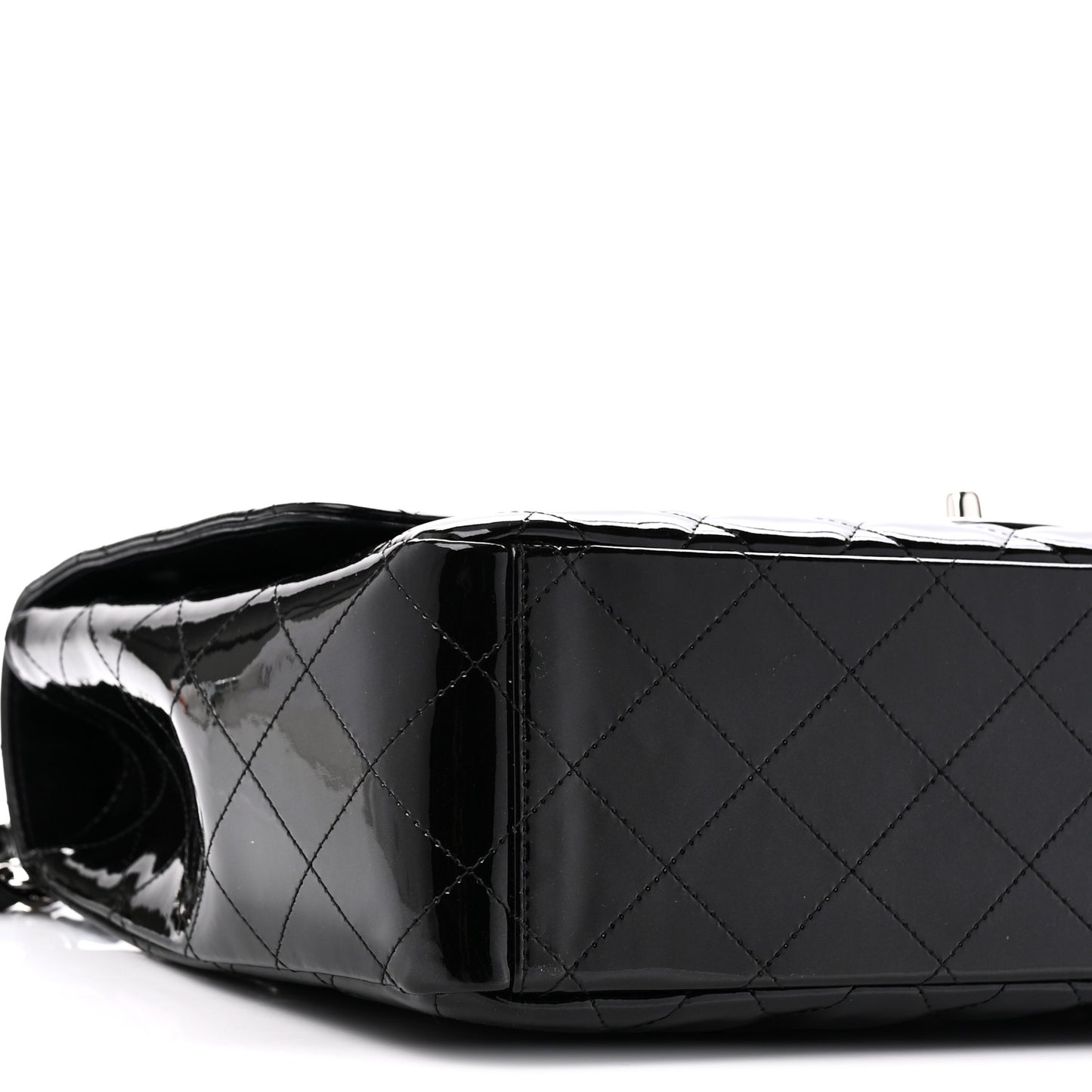 Patent Calfskin Sparkle Quilted Maxi Single Flap Black