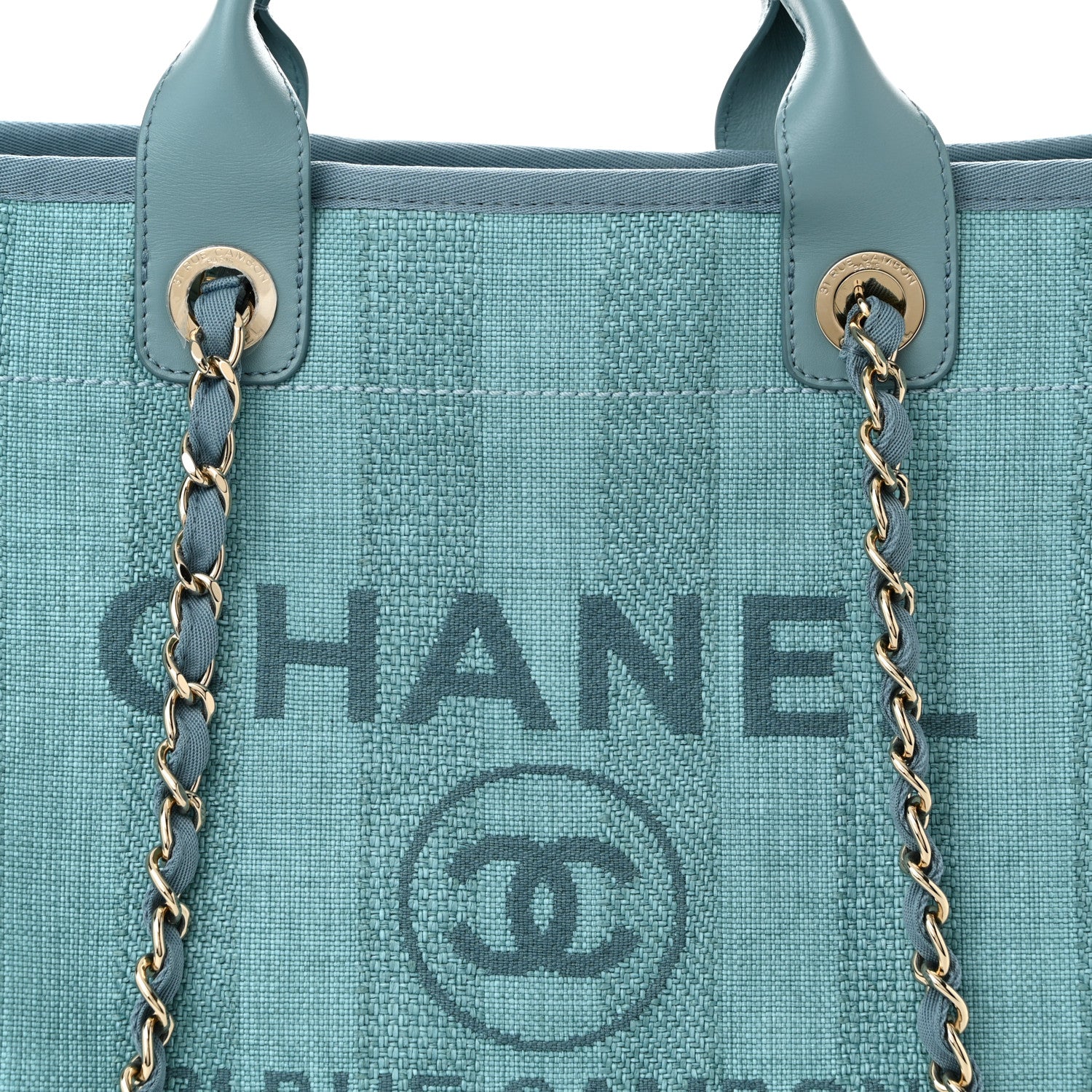 Chanel Mixed Fibers Striped Medium Deauville Tote Blue 8 of 12