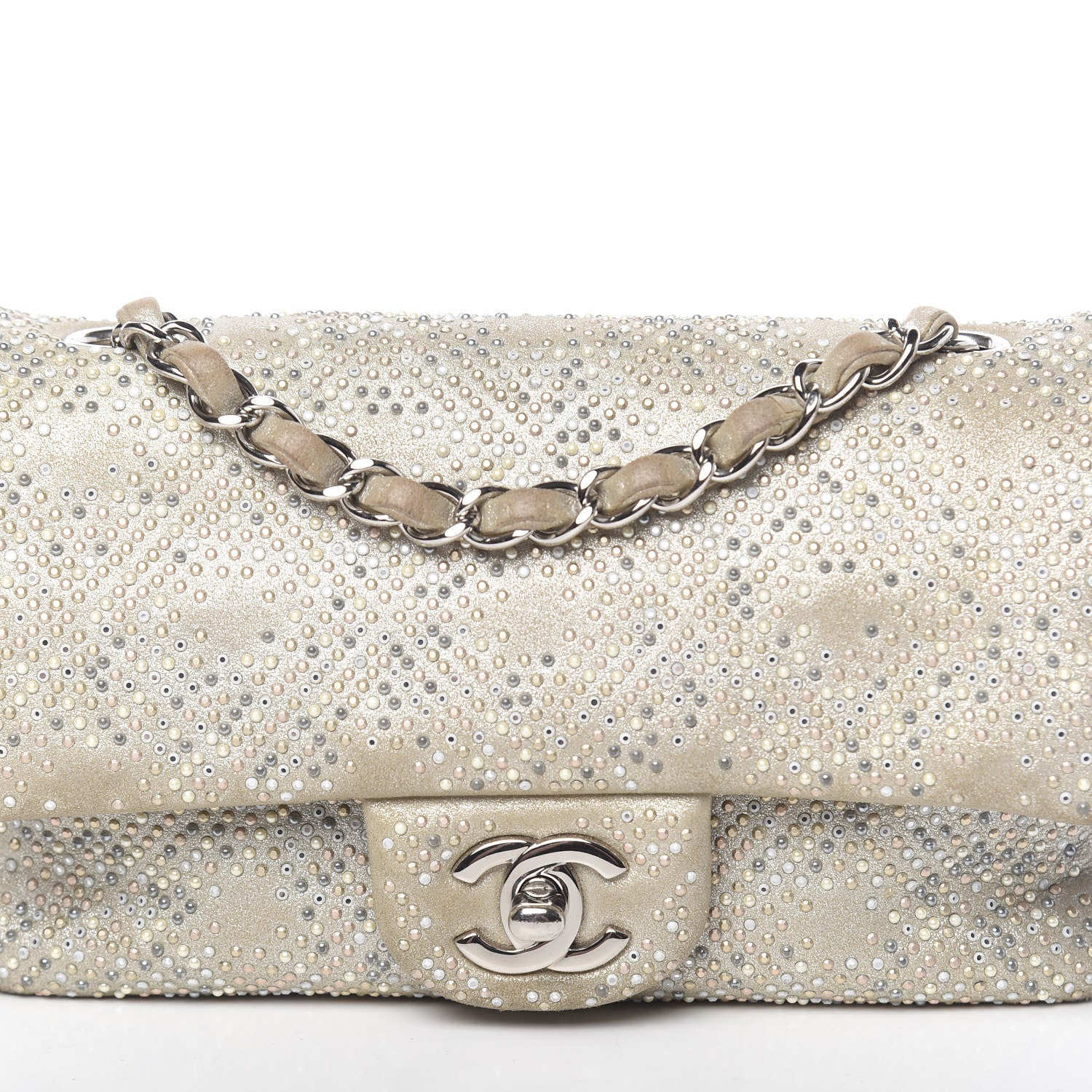 Chanel Iridescent Calfskin Studded Mini Flap Silver 8 of 14