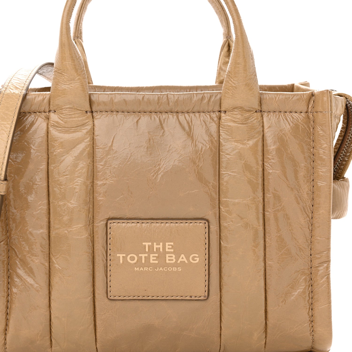 Marc Jacobs Shiny Crinkled Calfskin Mini The Tote Bag Light Brown 8 of 11